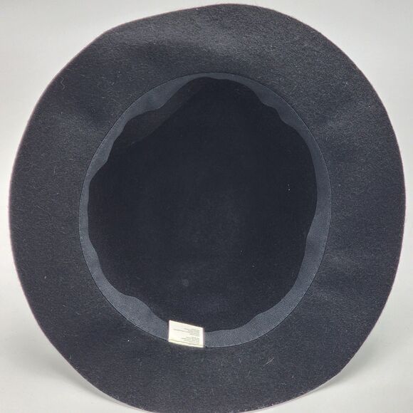 Vintage Wool Black Tan Belt Buckle Cloche Brim Hat - Picture 6 of 8